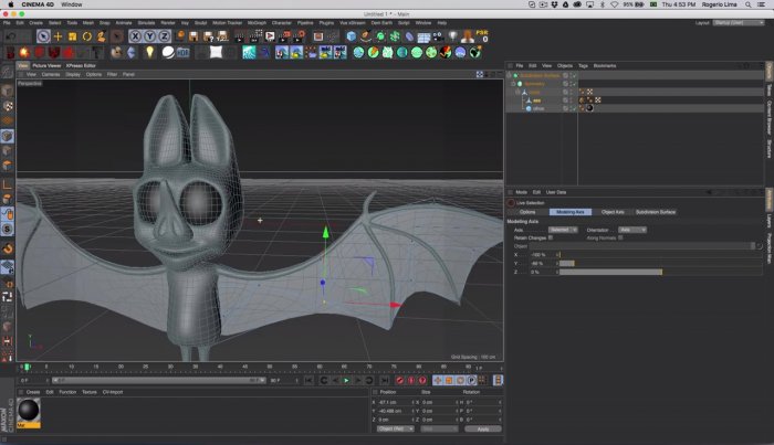 Моделирование летучей мыши в Cinema 4D