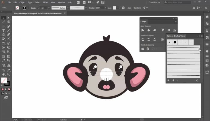 Отрисовка и раскрашивание обезьянки в Illustrator